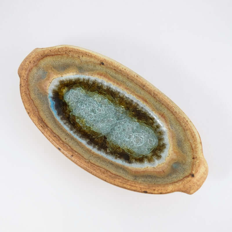 Butter Dish in Sienna with Accents Glaze from Dock 6 Pottery at Pinch in Northampton, MA