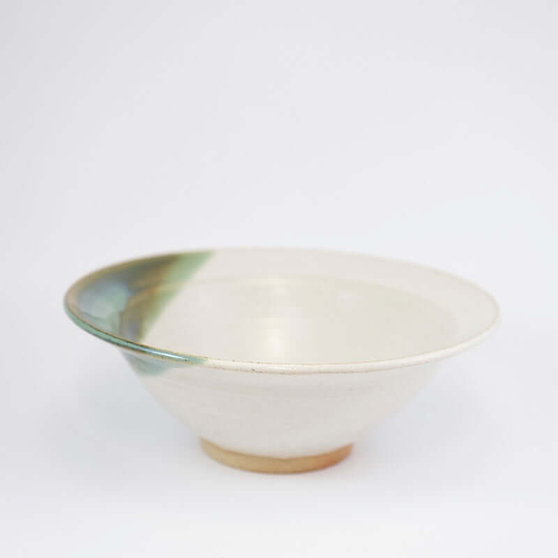Medium Flared Rim Bowl in White Pearl Glaze from Dock 6 Pottery at Pinch in Northampton, MA