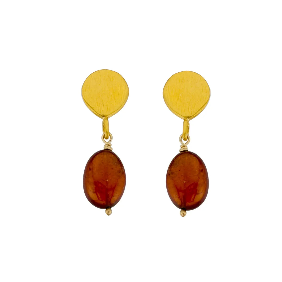 Disc Earrings with Garnet in Gold Vermeil