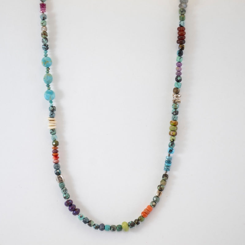 Silver Cubed Dragon Skin Turquoise Necklace from Riverstone Jewelry at Pinch in Northampton, MA