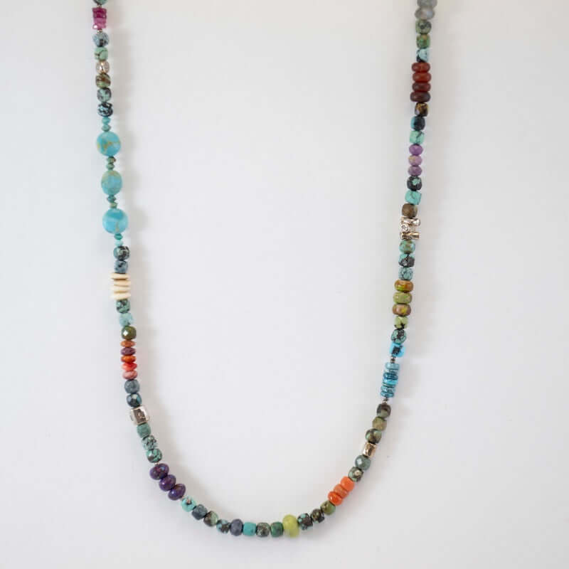 Silver Cubed Dragon Skin Turquoise Necklace at PINCH