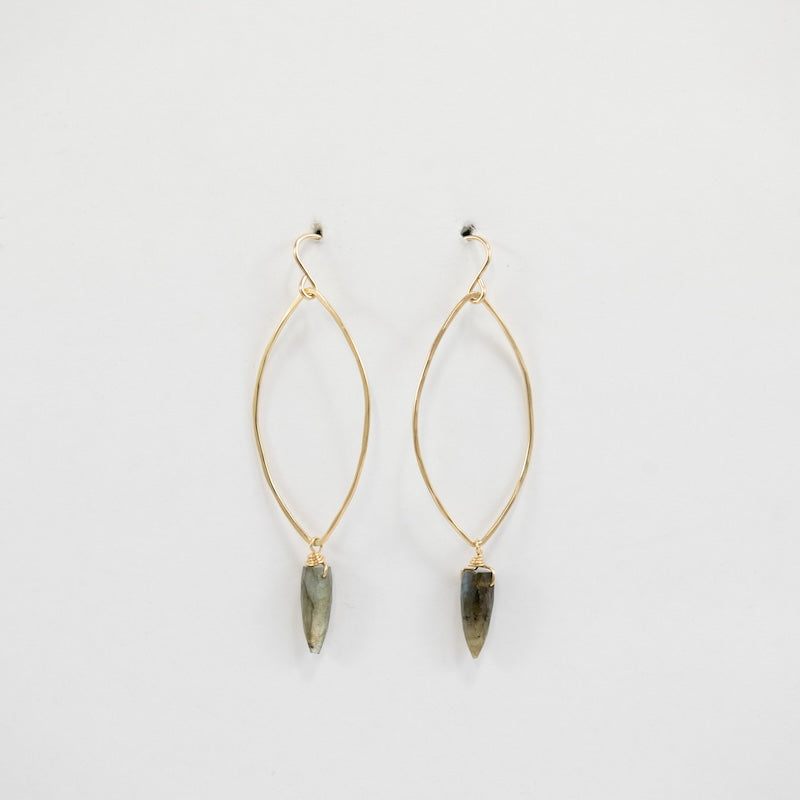 Large Shield Earrings in Gold-Fill with Labradorite Spikes from Mary Risley at Pinch in Northampton, MA