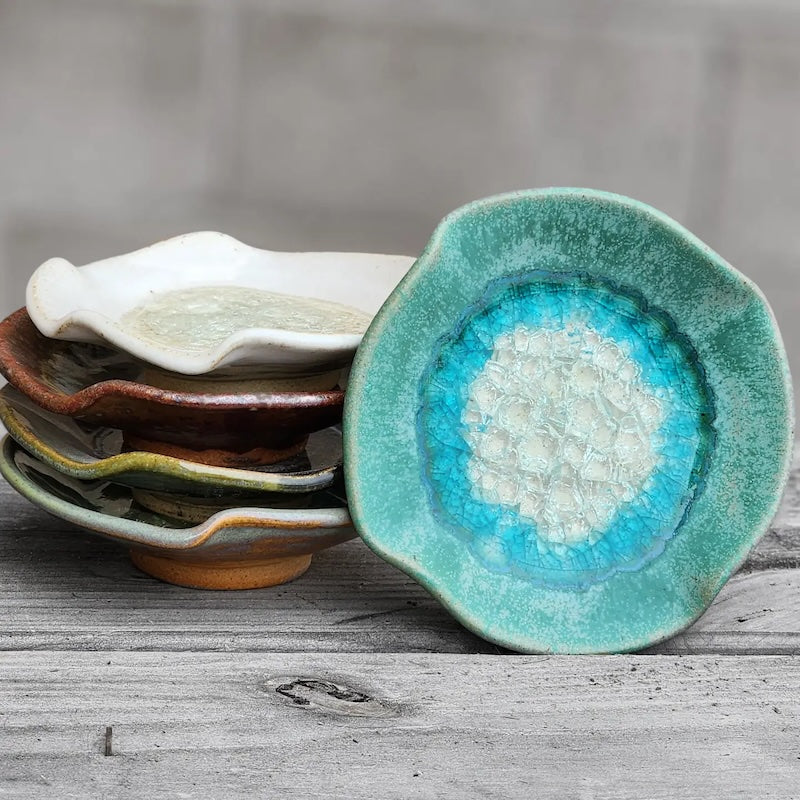 Ripple Dish in Aqua Glaze from Dock 6 Pottery at Pinch in Northampton, MA
