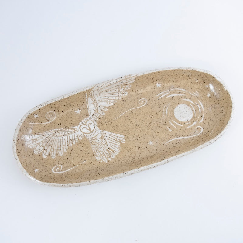 Owl in White Platter