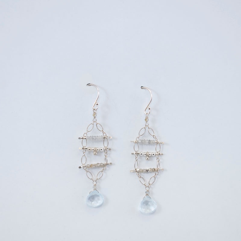 Sterling Silver Blue Topaz Lace Earrings