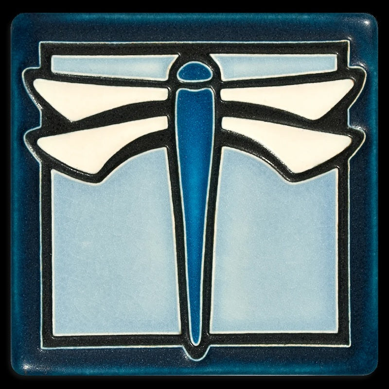 4x4 Dragonfly Tile Light Blue from Motawi Tileworks at Pinch in Northampton, MA
