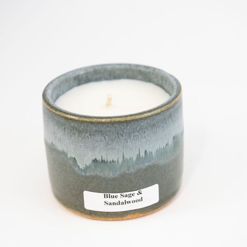 Single Wick Ceramic Sage and Sandalwood Candle