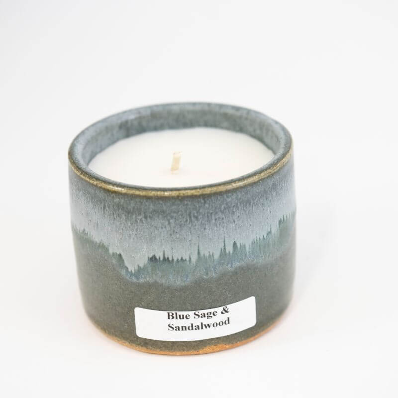 Single Wick Ceramic Sage and Sandalwood Candle at PINCH