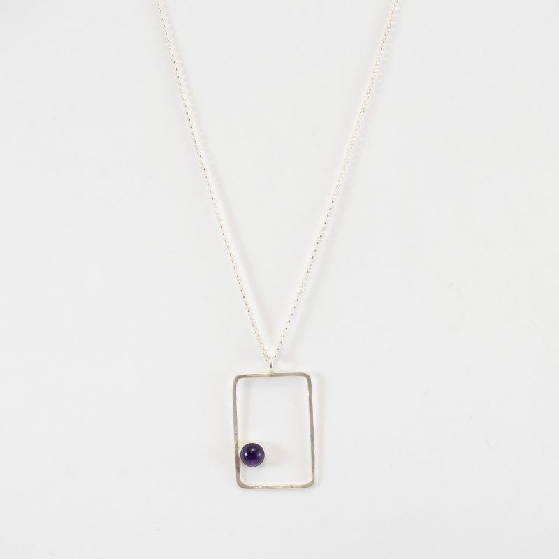 Squared Itty Necklace with Amethyst