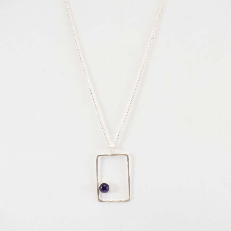 Squared Itty Necklace with Amethyst