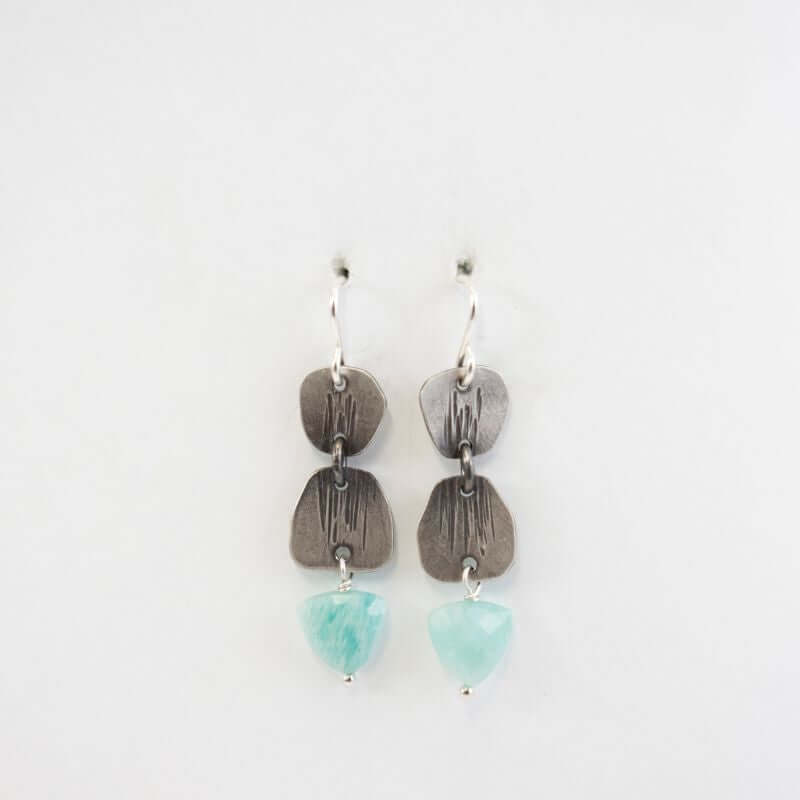 Double Petal Earrings with Amazonite