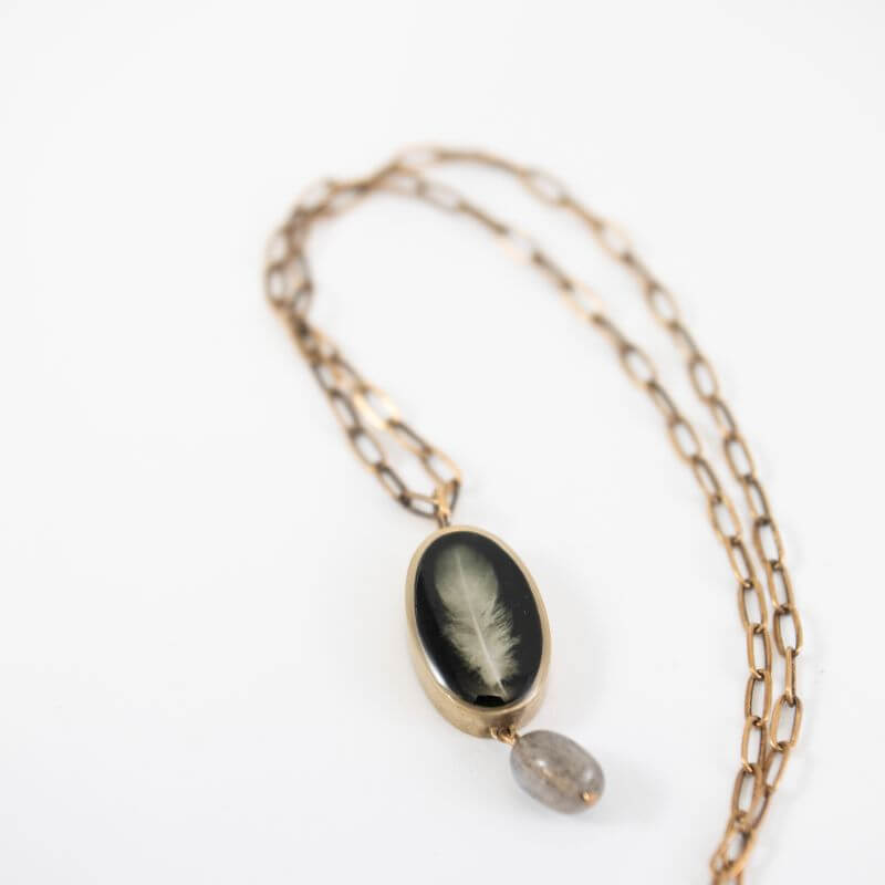 Feather with Labradorite Necklace