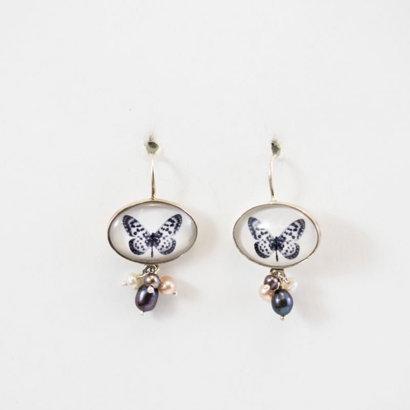 Butterfly Pearl Cluster Earrings