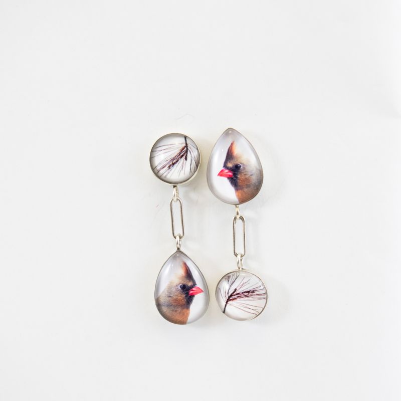 Cardinal and Pine Earrings