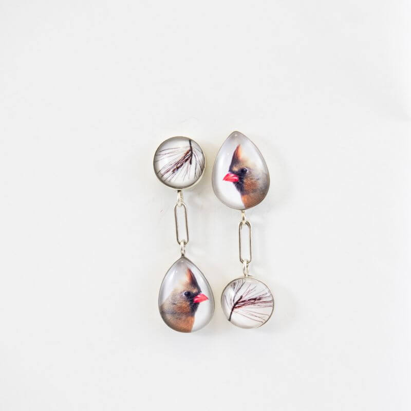 Cardinal and Pine Earrings