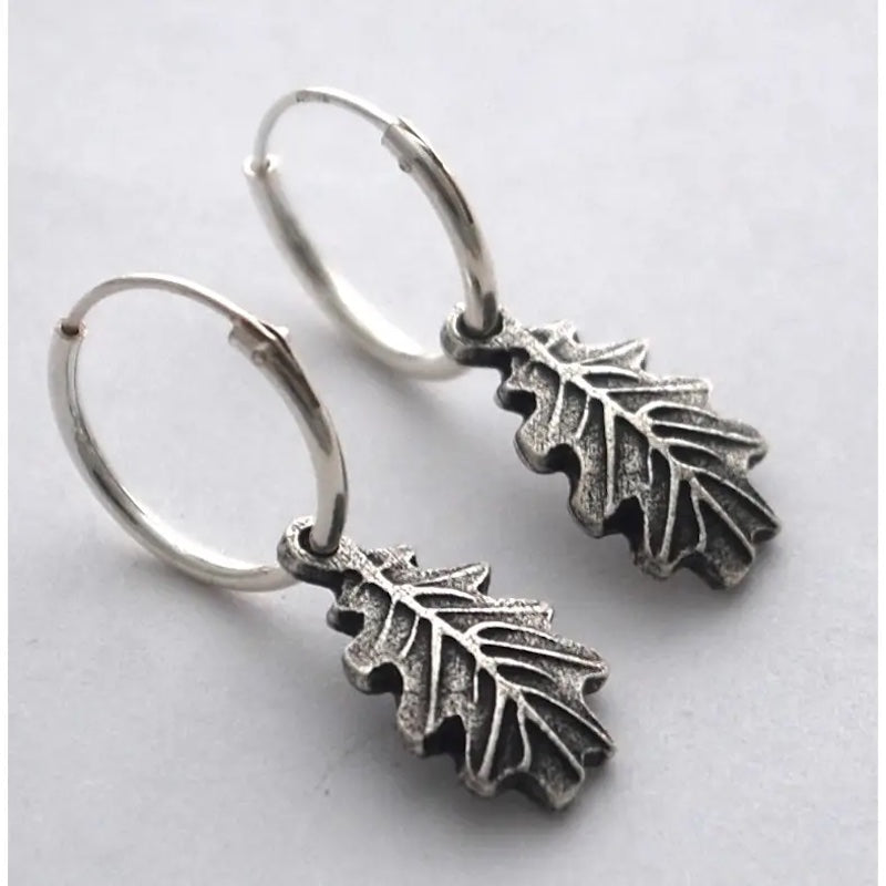 Oak Leaf Hoop Earrings in Silver from semaki & bird at Pinch in Northampton, MA