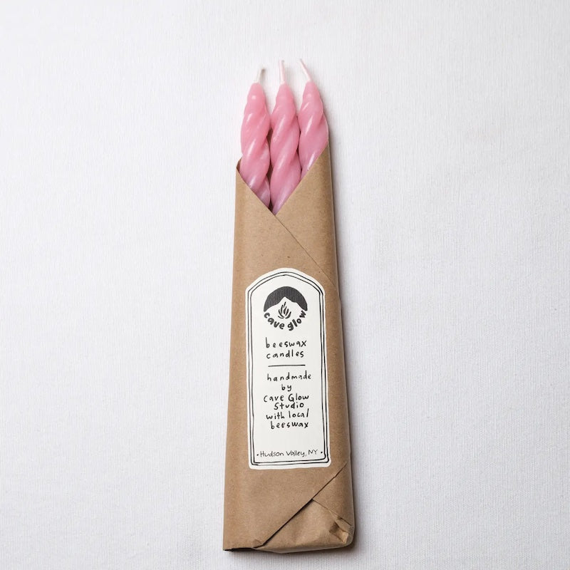 Blush Beeswax Spiral Taper Candles from Cave Glow Studio at Pinch in Northampton, MA