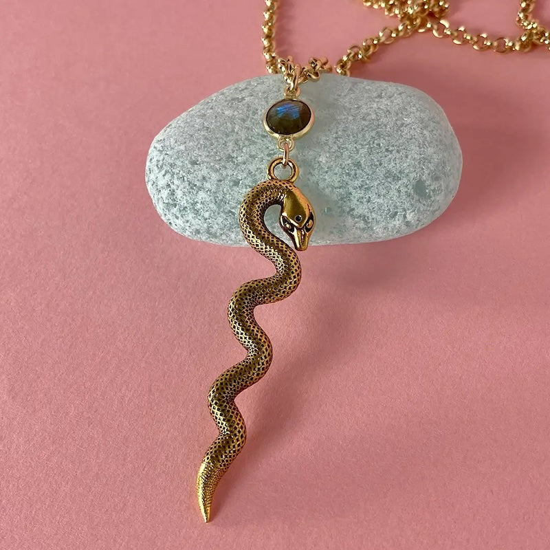 Labradorite Serpent Necklace from Ornamental Things at Pinch in Northampton, MA