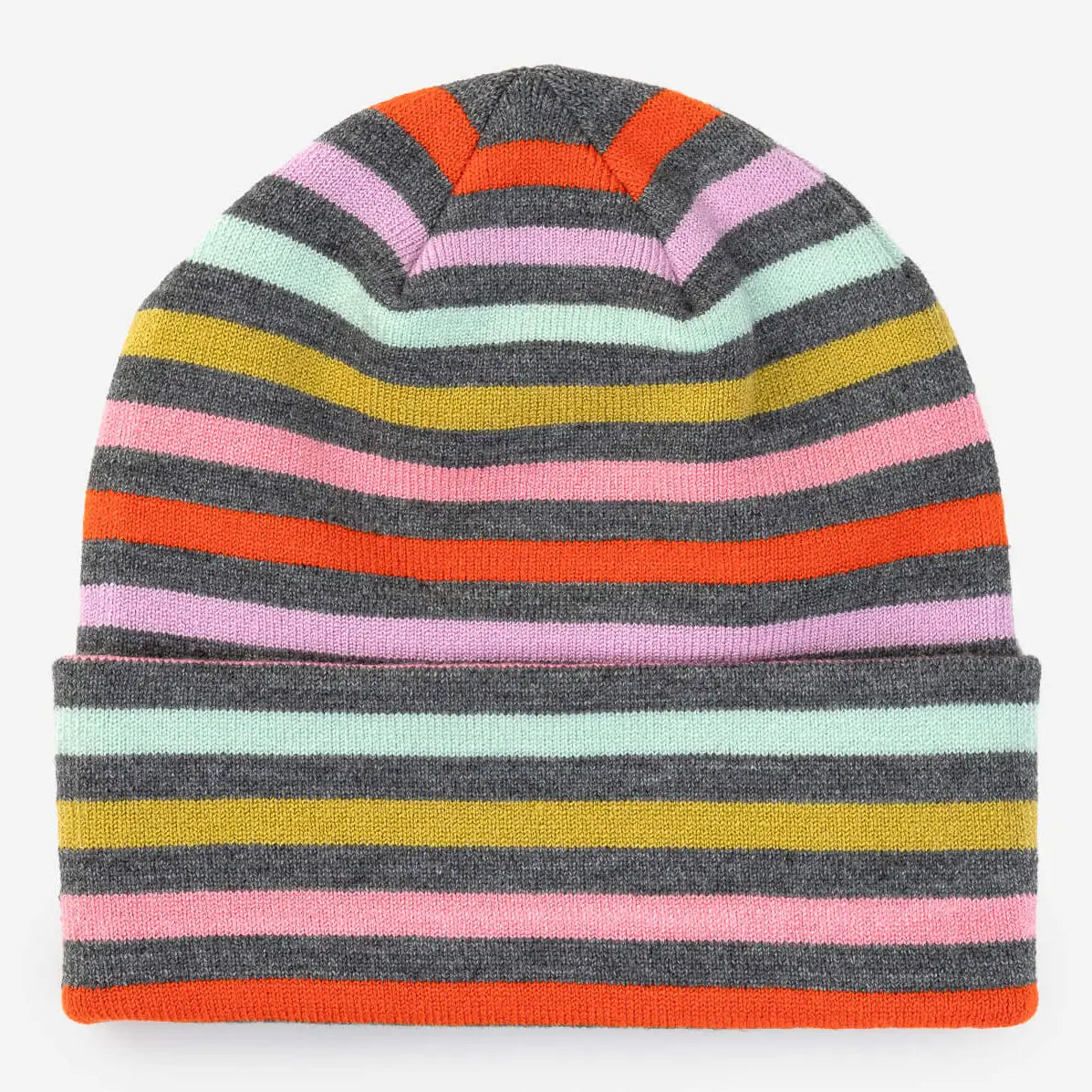 Color Stripe Knit Beanie in Grey