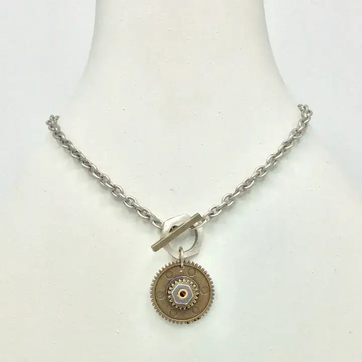 Gear Drop Toggle Necklace at PINCH