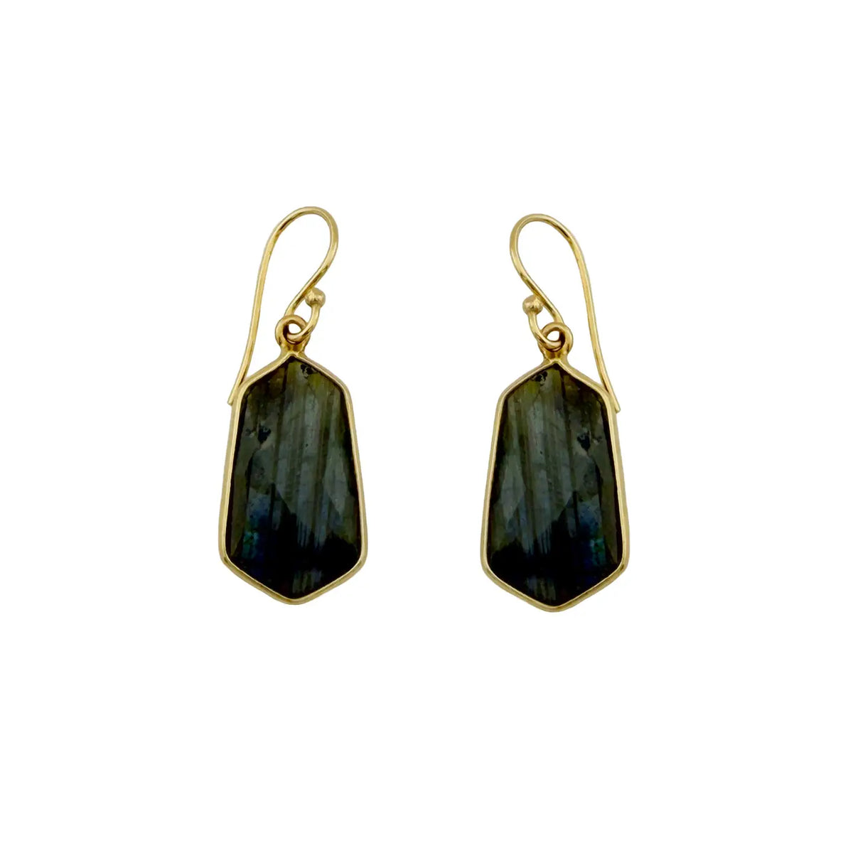 Labradorite Shield Earrings in Gold Vermeil