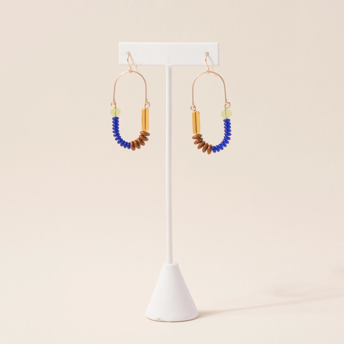 Cobalt, Olive, Mocha, Topaz Balance Earrings in Brass