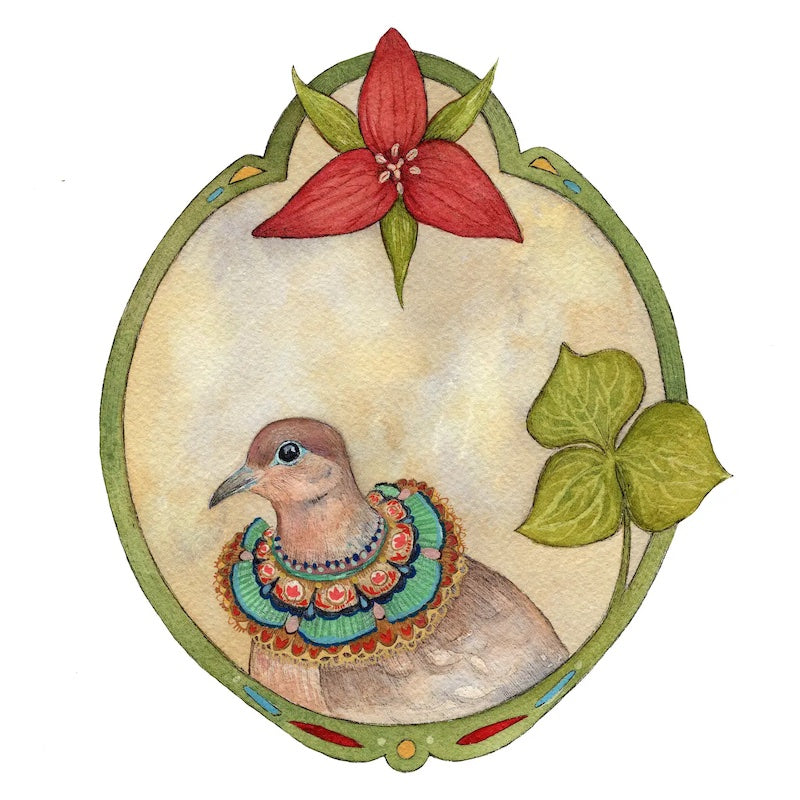 Floral Flight Crew: Mourning Dove of Trillium 8x10 Print from Polanshek of the Hills at Pinch in Northampton, MA
