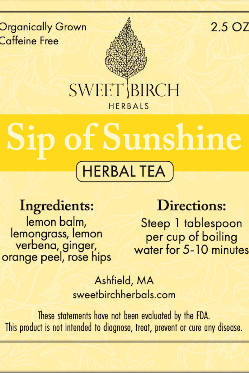 Sip of Sunshine Tea from Sweet Birch Herbals at Pinch in Northampton, MA