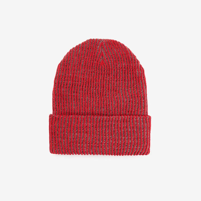 Simple Rib Knit Beanie in Red Grey from VERLOOP at Pinch in Northampton, MA