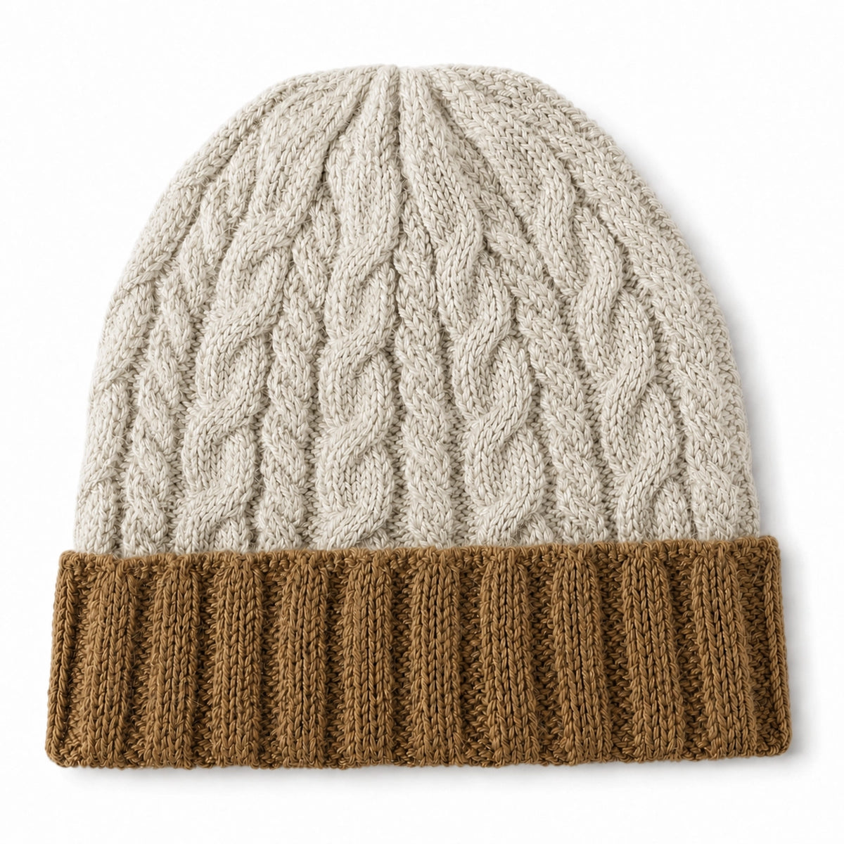 Alpaca Braided Beanie Hat in Tumeric