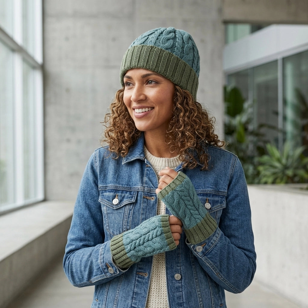 Braided Alpaca Gloves in Fern