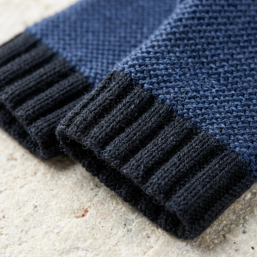 Alpaca Fingerless Trail Cuff Gloves in Ocean Blue