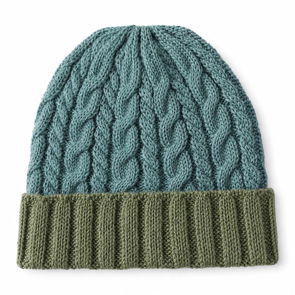 Alpaca Braided Beanie Hat in Fern