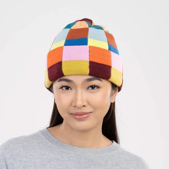 Color Patch Knit Beanie in Sport