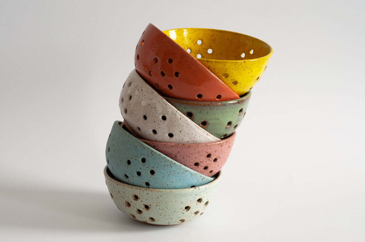 Small Berry Bowl with Saucer in Coral at PINCH