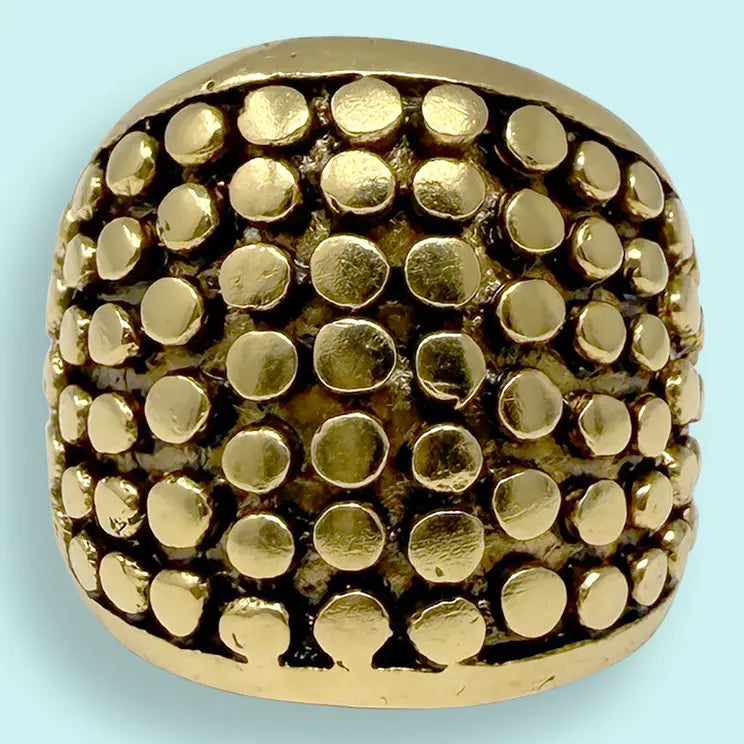 Antique Gold Dotted Dome Ring