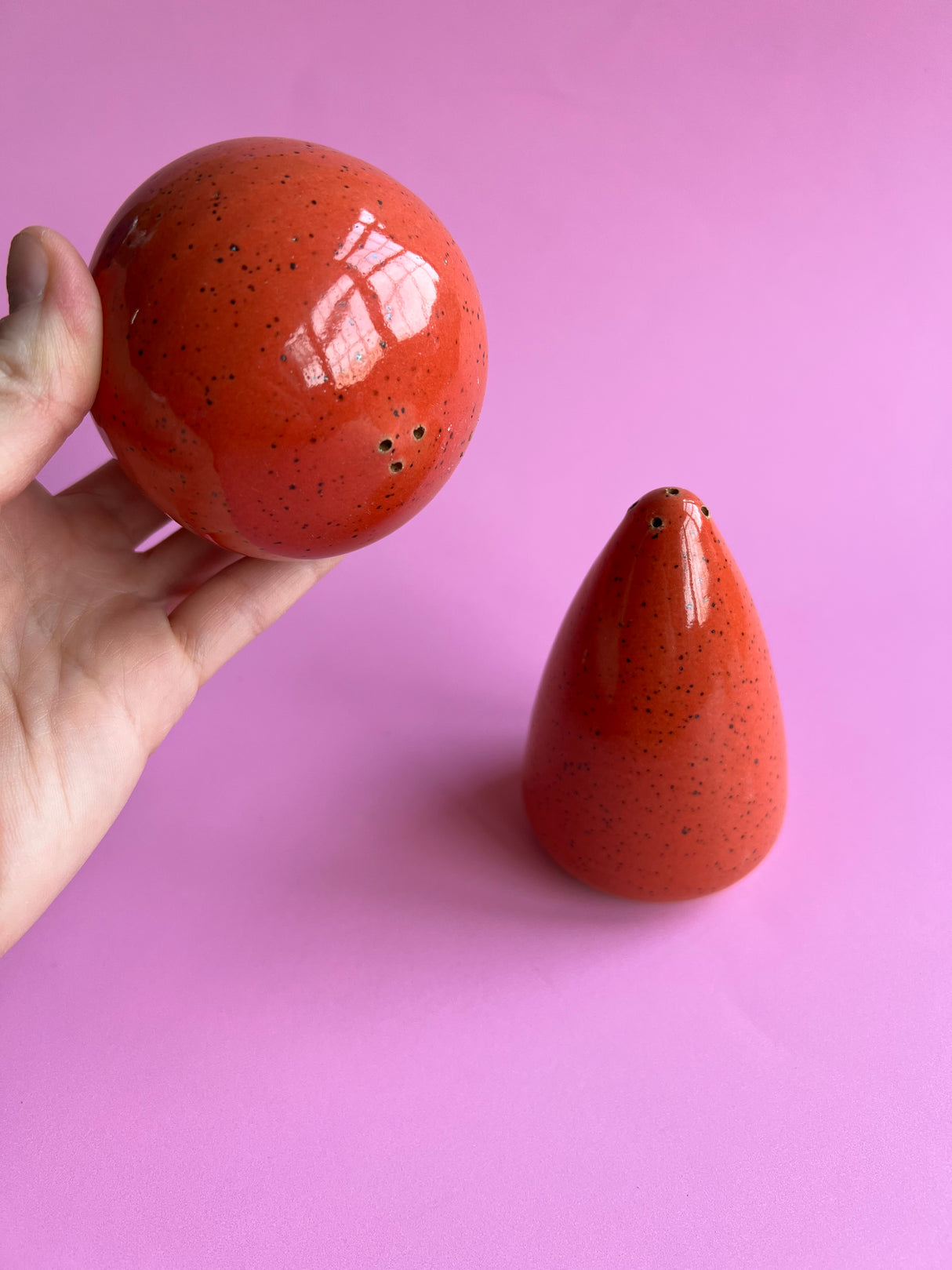 Salt & Pepper Shaker Set in Coral from Rachael Pots at Pinch in Northampton, MA