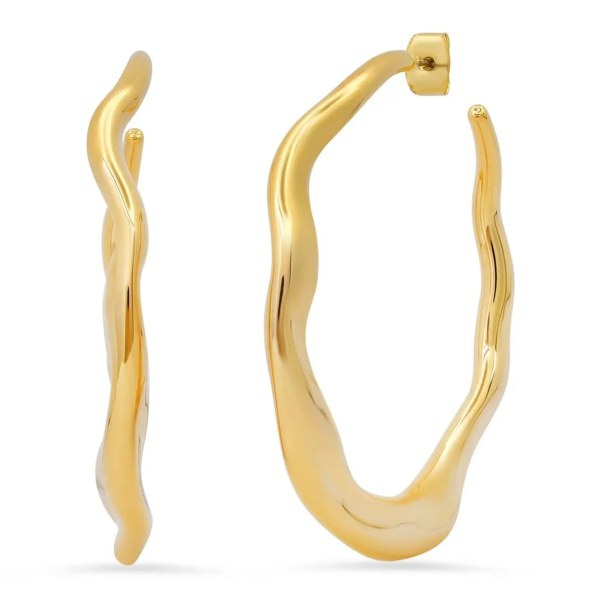 Large Wavy Gold Huggies