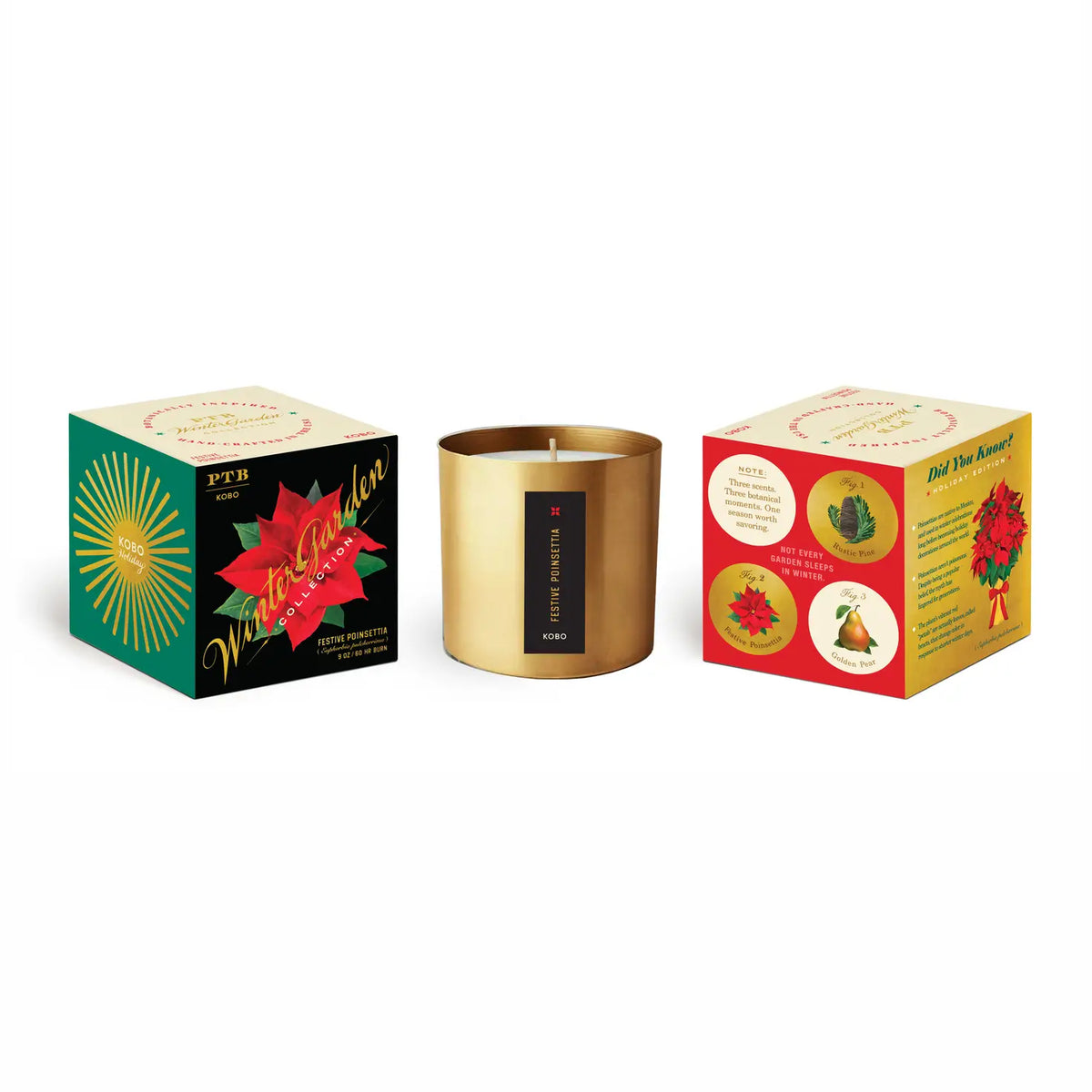 Winter Garden Festive Pointsettia Candle