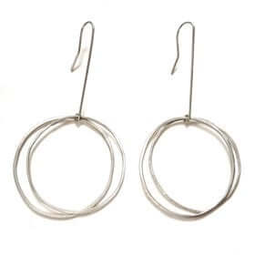 Open Circles Earrings with Two Large Sterling Silver Circles at PINCH