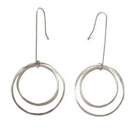 Open Circle Earrings with Large & Medium Sterling Silver Circle at PINCH
