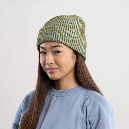Rib Knit Beanie in Moss Jade