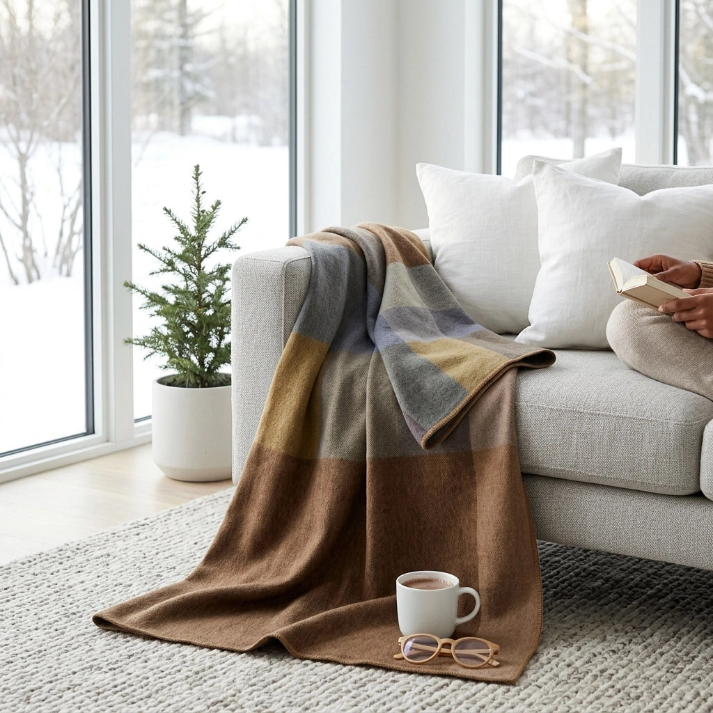 Alpaca Throw Blanket in Timberline, Large