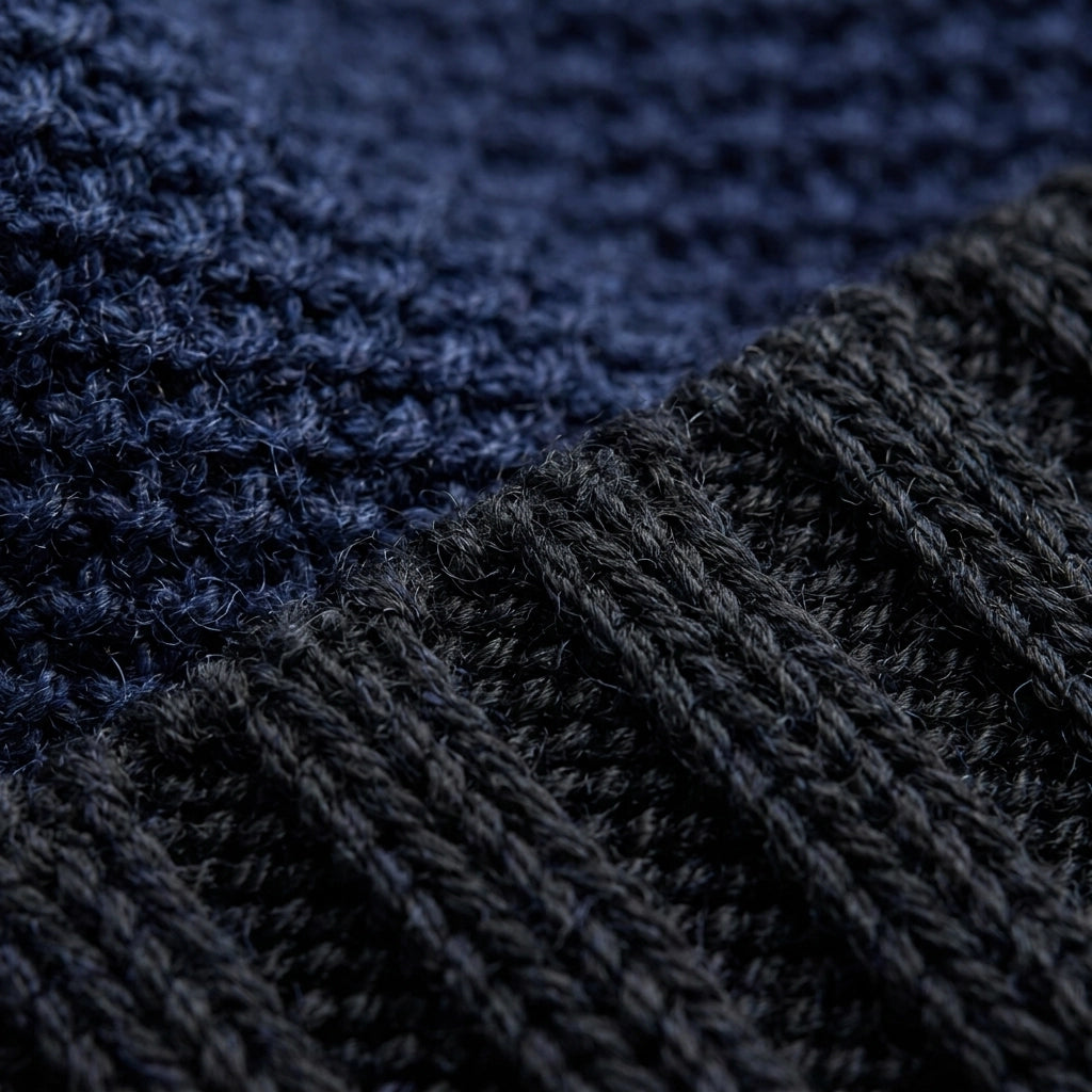 Alpaca Trail Cuff Beanie Hat in Ocean Blue