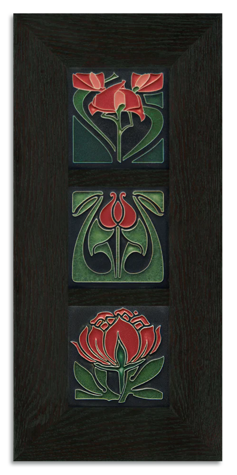 4x4 Florals Framed Tile Set in Red from Motawi Tileworks at Pinch in Northampton, MA