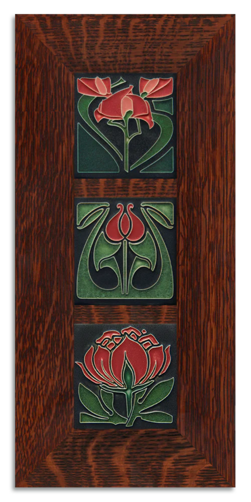 4x4 Florals Framed Tile Set in Red from Motawi Tileworks at Pinch in Northampton, MA