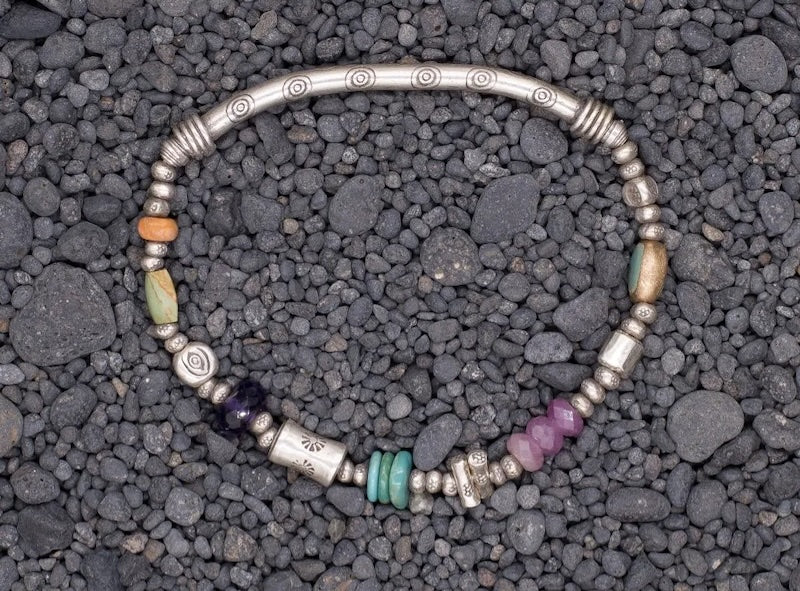 Silver Carousel with Bar Stretch Bracelet from Riverstone Jewelry at Pinch in Northampton, MA