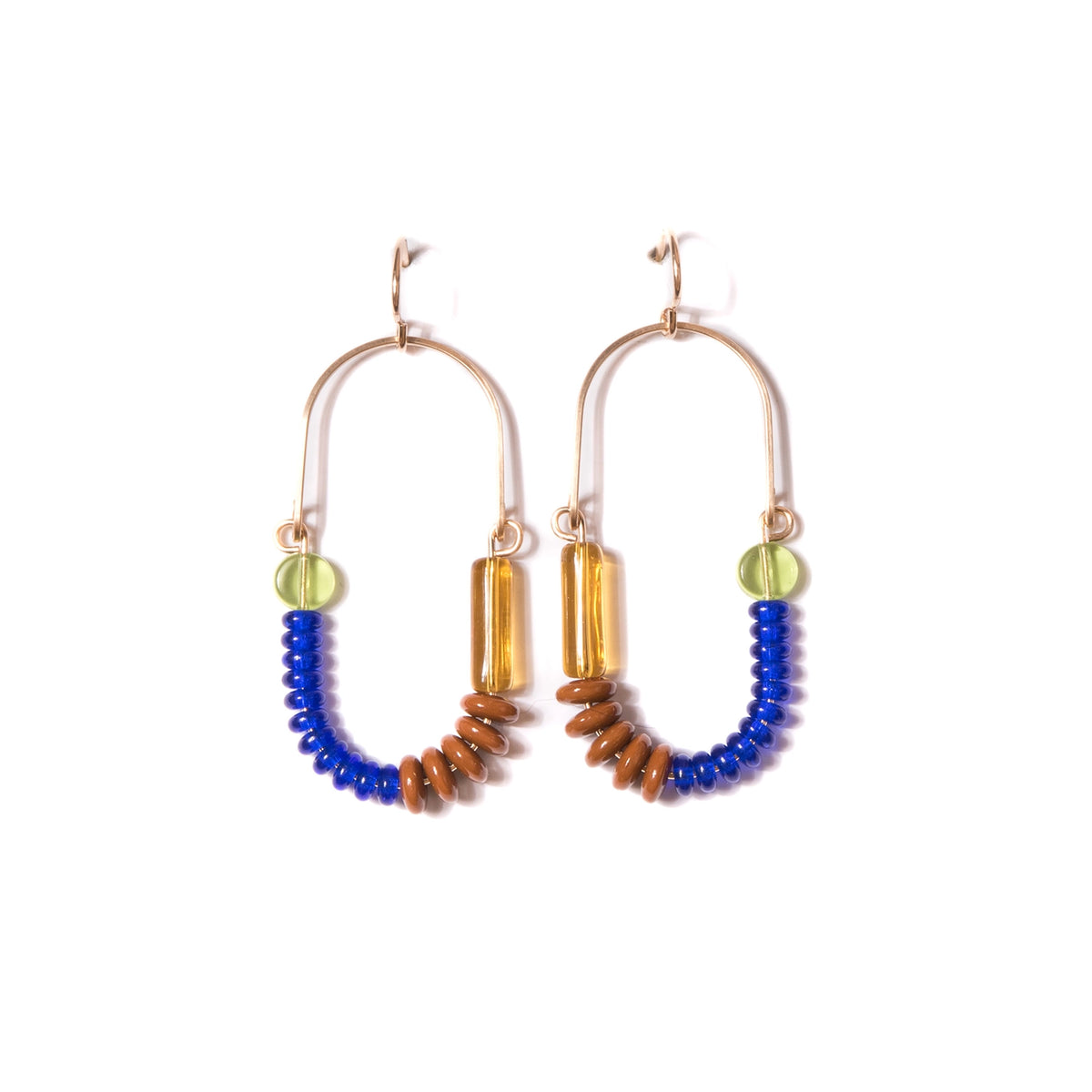 Cobalt, Olive, Mocha, Topaz Balance Earrings in Brass