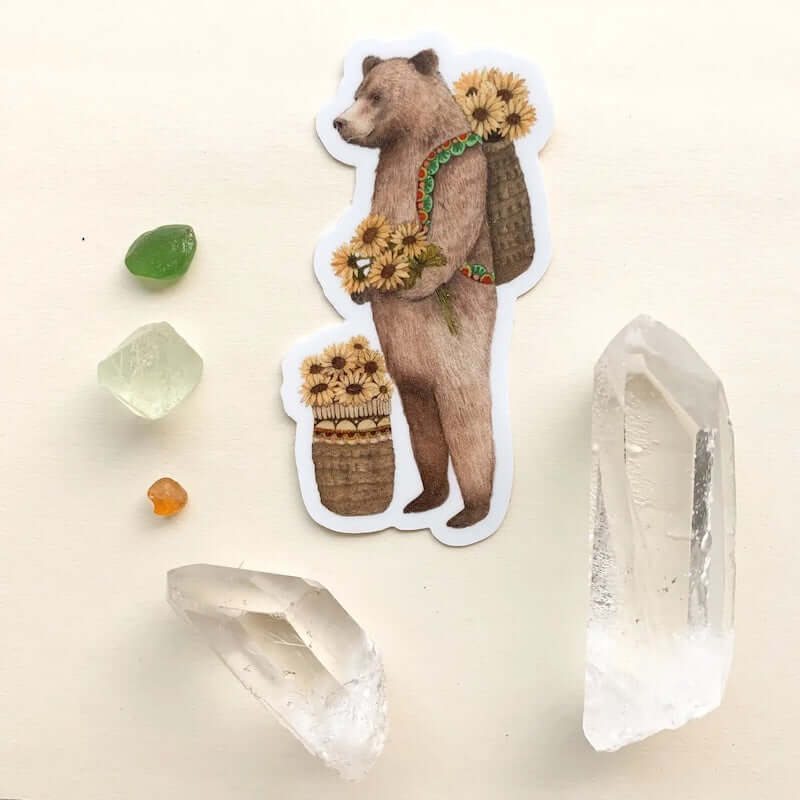 Sunflower Bear Sticker from Polanshek of the Hills at Pinch in Northampton, MA