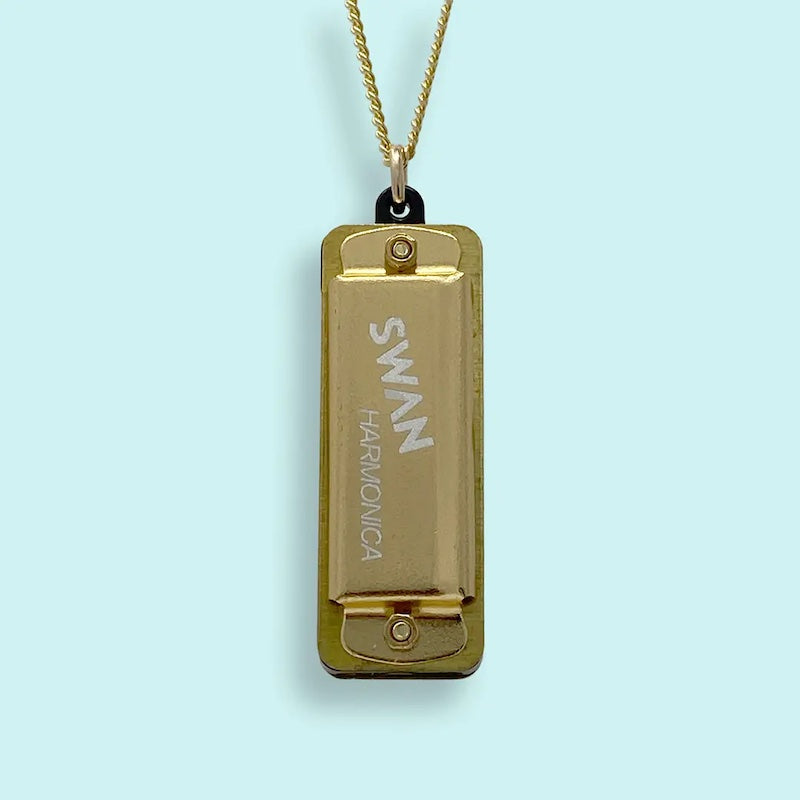 Golden Harmonica Necklace from Ornamental Things at Pinch in Northampton, MA